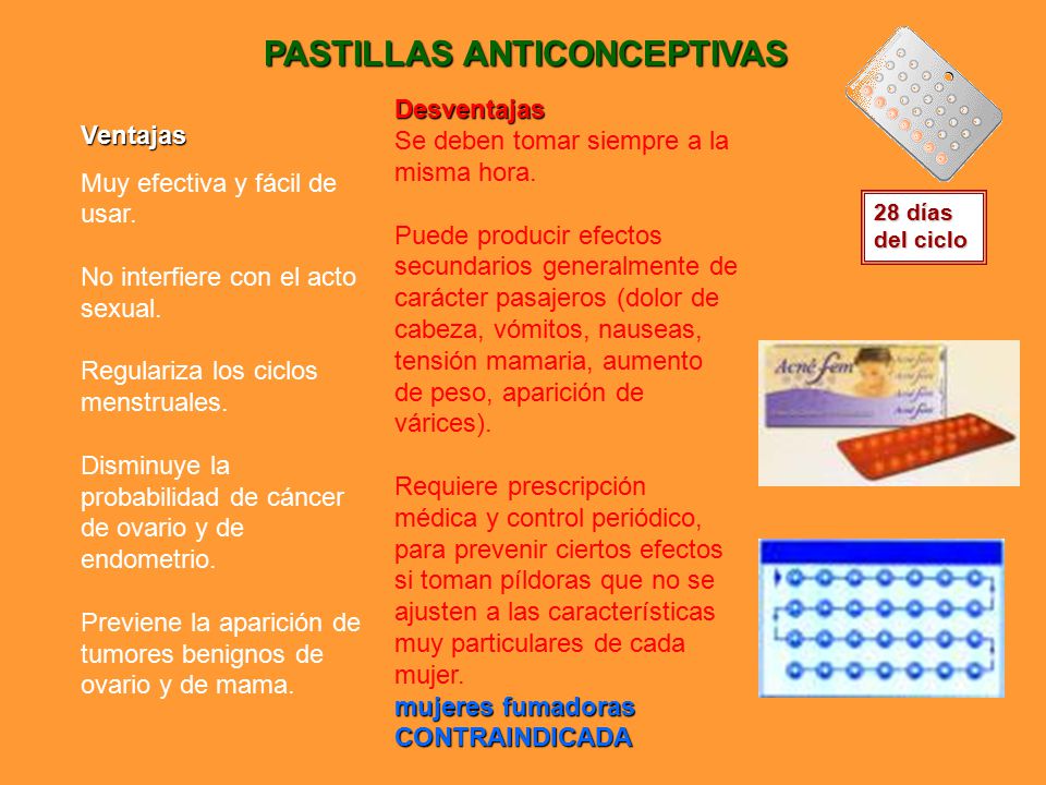 ventajas y desventajas del uso de pildoras anticonceptivas
